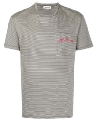 T-shirt à col rond à rayures horizontales noir et blanc Alexander McQueen