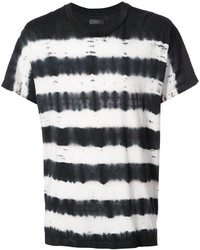 T-shirt à col rond à rayures horizontales noir et blanc Amiri