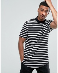 T-shirt à col rond à rayures horizontales noir et blanc Asos
