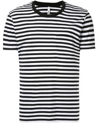 T-shirt à col rond à rayures horizontales noir et blanc Attachment