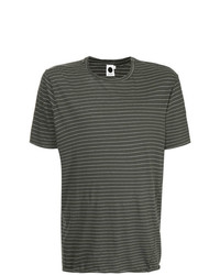 T-shirt à col rond à rayures horizontales noir et blanc Bassike