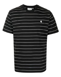 T-shirt à col rond à rayures horizontales noir et blanc Carhartt WIP