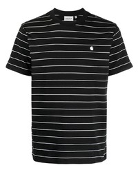 T-shirt à col rond à rayures horizontales noir et blanc Carhartt WIP