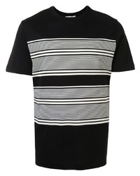 T-shirt à col rond à rayures horizontales noir et blanc Cerruti 1881