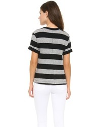 T-shirt à col rond à rayures horizontales noir et blanc Rag & Bone