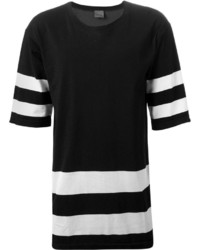 T-shirt à col rond à rayures horizontales noir et blanc Laneus
