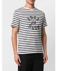 T-shirt à col rond à rayures horizontales noir et blanc JW Anderson