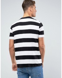 T-shirt à col rond à rayures horizontales noir et blanc Mango