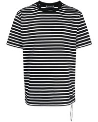 T-shirt à col rond à rayures horizontales noir et blanc Mastermind Japan