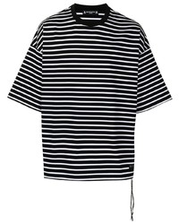 T-shirt à col rond à rayures horizontales noir et blanc Mastermind Japan