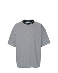 T-shirt à col rond à rayures horizontales noir et blanc Monkey Time