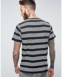T-shirt à col rond à rayures horizontales noir et blanc Lee