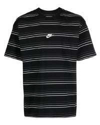 T-shirt à col rond à rayures horizontales noir et blanc Nike