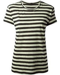 T-shirt à col rond à rayures horizontales noir et blanc Proenza Schouler