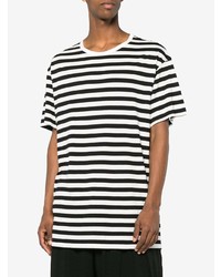T-shirt à col rond à rayures horizontales noir et blanc Yohji Yamamoto