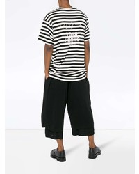 T-shirt à col rond à rayures horizontales noir et blanc Yohji Yamamoto