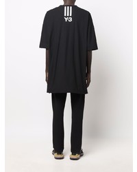 T-shirt à col rond à rayures horizontales noir et blanc Y-3
