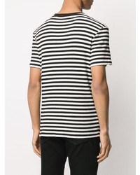 T-shirt à col rond à rayures horizontales noir et blanc Just Cavalli