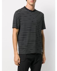 T-shirt à col rond à rayures horizontales noir et blanc Satisfy
