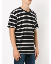 T-shirt à col rond à rayures horizontales noir et blanc OSKLEN
