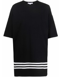 T-shirt à col rond à rayures horizontales noir et blanc Y-3