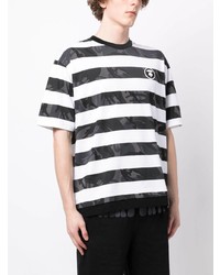 T-shirt à col rond à rayures horizontales noir AAPE BY A BATHING APE