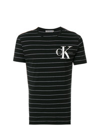 T-shirt à col rond à rayures horizontales noir Calvin Klein Jeans