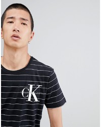 T-shirt à col rond à rayures horizontales noir Calvin Klein Jeans