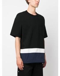 T-shirt à col rond à rayures horizontales noir Comme des Garcons Homme