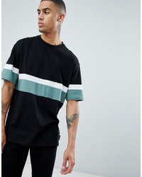 T-shirt à col rond à rayures horizontales noir D-struct