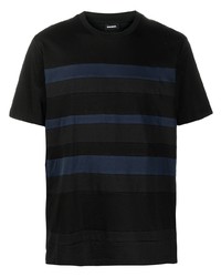 T-shirt à col rond à rayures horizontales noir Diesel