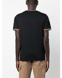 T-shirt à col rond à rayures horizontales noir Fred Perry