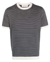 T-shirt à col rond à rayures horizontales noir FURSAC