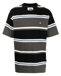 T-shirt à col rond à rayures horizontales noir Izzue