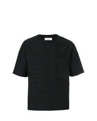 T-shirt à col rond à rayures horizontales noir Jil Sander