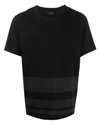 T-shirt à col rond à rayures horizontales noir Joseph