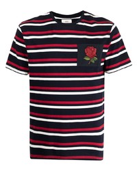 T-shirt à col rond à rayures horizontales noir Kent & Curwen