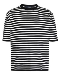 T-shirt à col rond à rayures horizontales noir Lardini