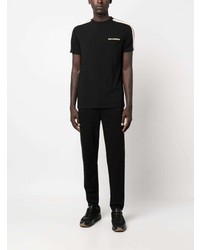 T-shirt à col rond à rayures horizontales noir Karl Lagerfeld