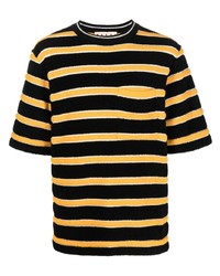 T-shirt à col rond à rayures horizontales noir Marni