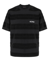 T-shirt à col rond à rayures horizontales noir Michael Kors