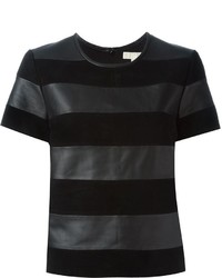 T-shirt à col rond à rayures horizontales noir MICHAEL Michael Kors