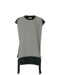 T-shirt à col rond à rayures horizontales noir Moncler