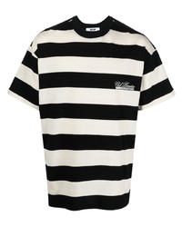 T-shirt à col rond à rayures horizontales noir MSGM