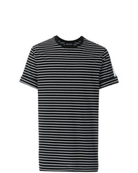 T-shirt à col rond à rayures horizontales noir Neil Barrett