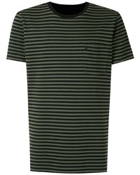 T-shirt à col rond à rayures horizontales noir OSKLEN
