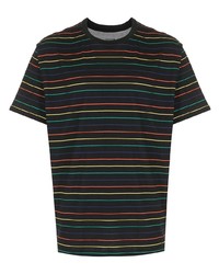 T-shirt à col rond à rayures horizontales noir OSKLEN