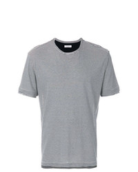 T-shirt à col rond à rayures horizontales noir Paolo Pecora