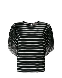 T-shirt à col rond à rayures horizontales noir Preen by Thornton Bregazzi