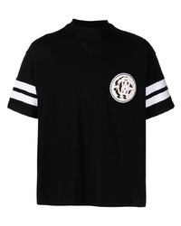 T-shirt à col rond à rayures horizontales noir Roberto Cavalli